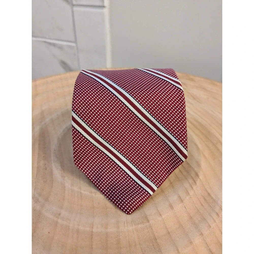 NWT Brooks‎ Brothers Men's Red White Stripe Silk Tie Made in USA